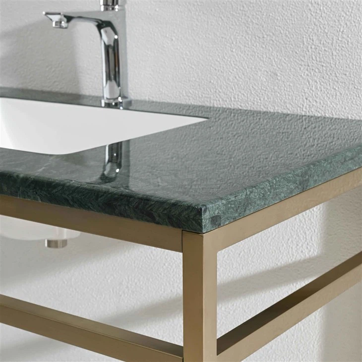 Natural Marble Tropical Rainforest Green Metal Frame Bathroom Vanity